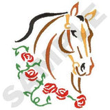 Embroidered T-shirt with horse designs
