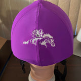 Racer horse logo on back Helmet Cover custom ordered