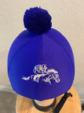 Racer horse logo on back Helmet Cover custom ordered