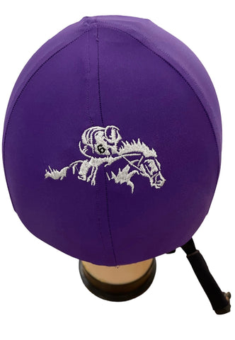 Racer horse logo on back Helmet Cover custom ordered