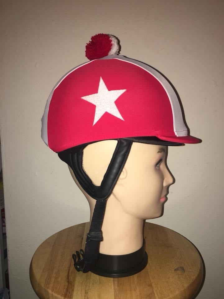 Racer Side Star Helmet Covers with Pompom Custom Order