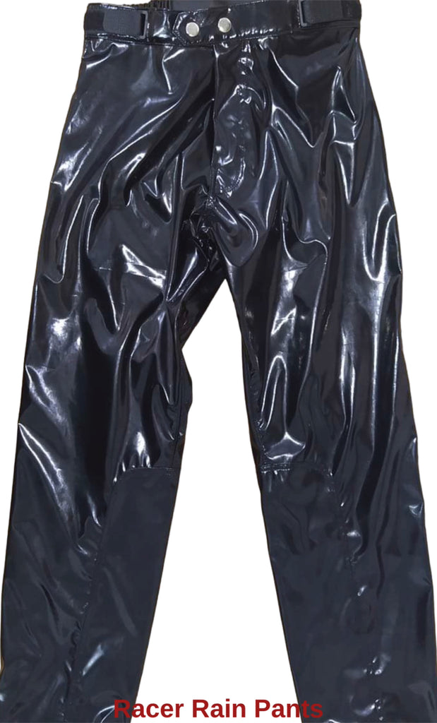 Racer black shiny rain pants (outside the boot) – G.A. JOCKEY SHOP Inc.